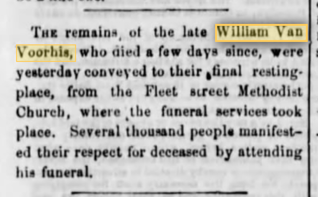 Death Notice Wm van Voorhis